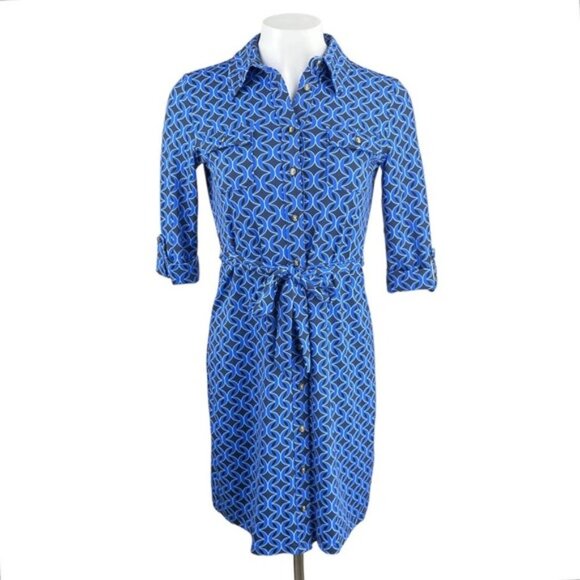 NWT CHARTER CLUB Patterned Tie Front Shirt Dress Sz Medium Petite - Picture 1 of 8